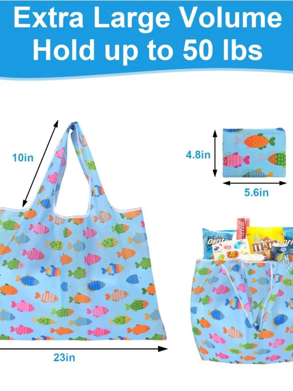 ZooviHyvi Extra Large 50lbs Foldable Reusable Shopping Bags kitchen reusable gro